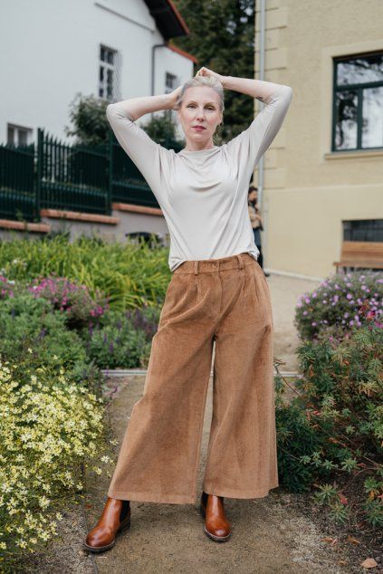 Reparáda manšestrové culottes hnědé