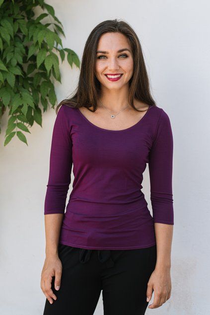 Reparada bambusove elegantni tricko marta trictvrtecni rukav svestkove fialove1